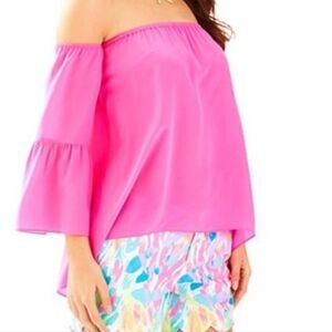 Lilly Pulitzer Sanilla Silk Top Size Small Coquette Girl Romantic Preppy